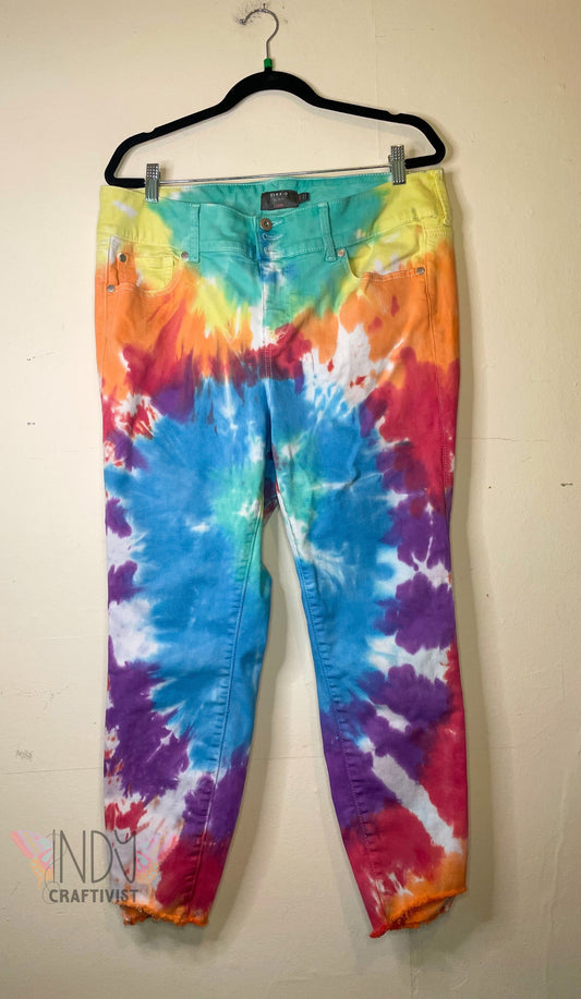 Torrid Size 16R Rainbow Upcycled Tie Dye Jeggings