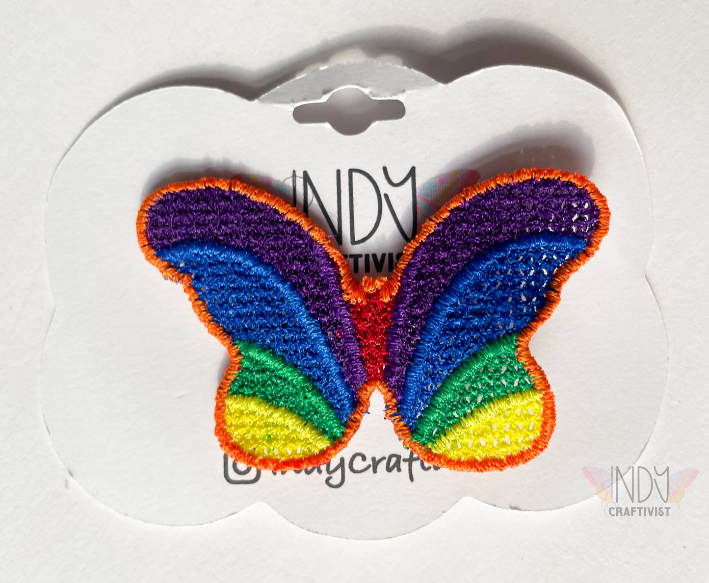 Rainbow Butterfly Freestanding Lace Embroidered Hair Clip