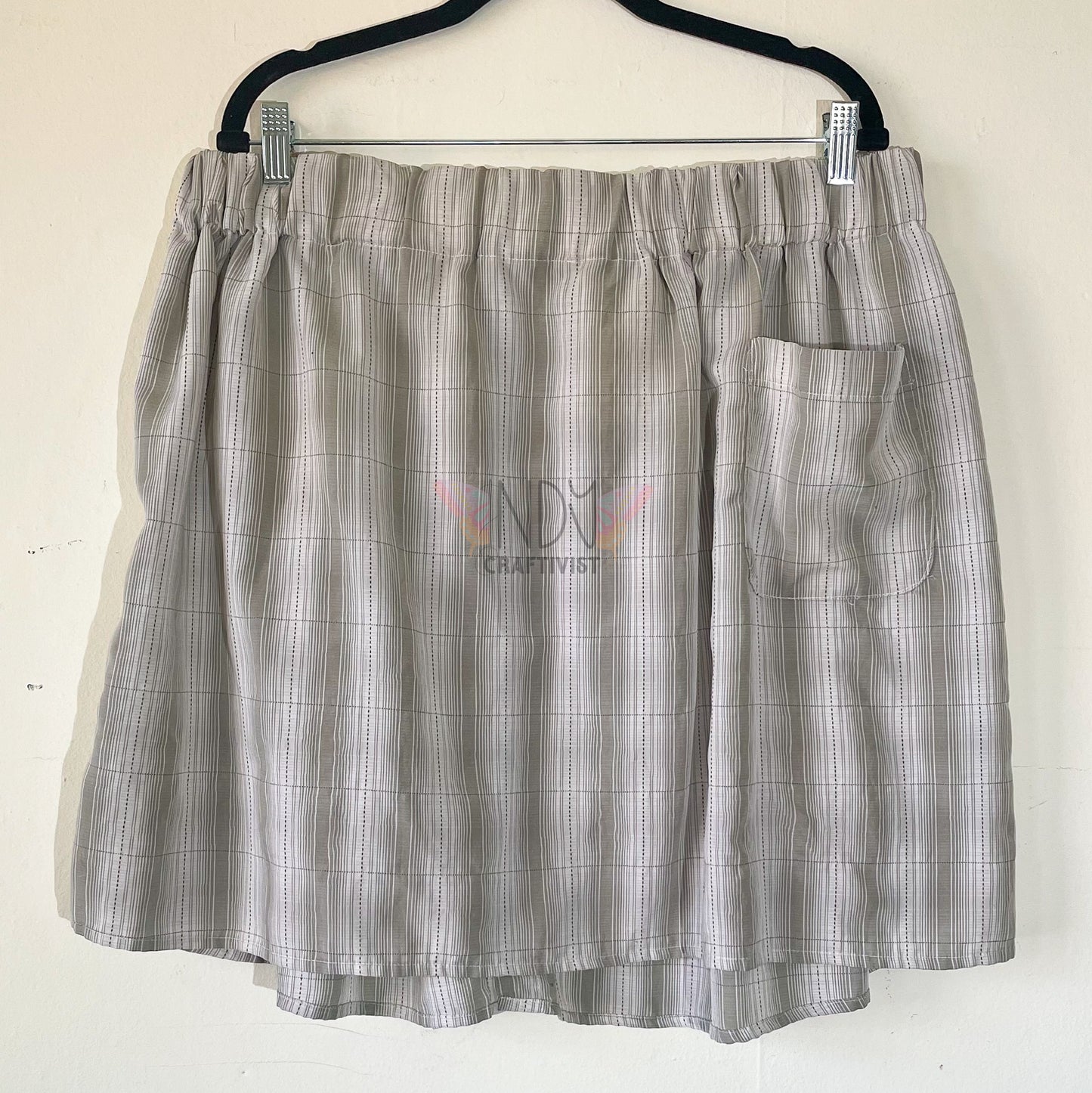 Beige Upcycled Men's Button Down Skirt