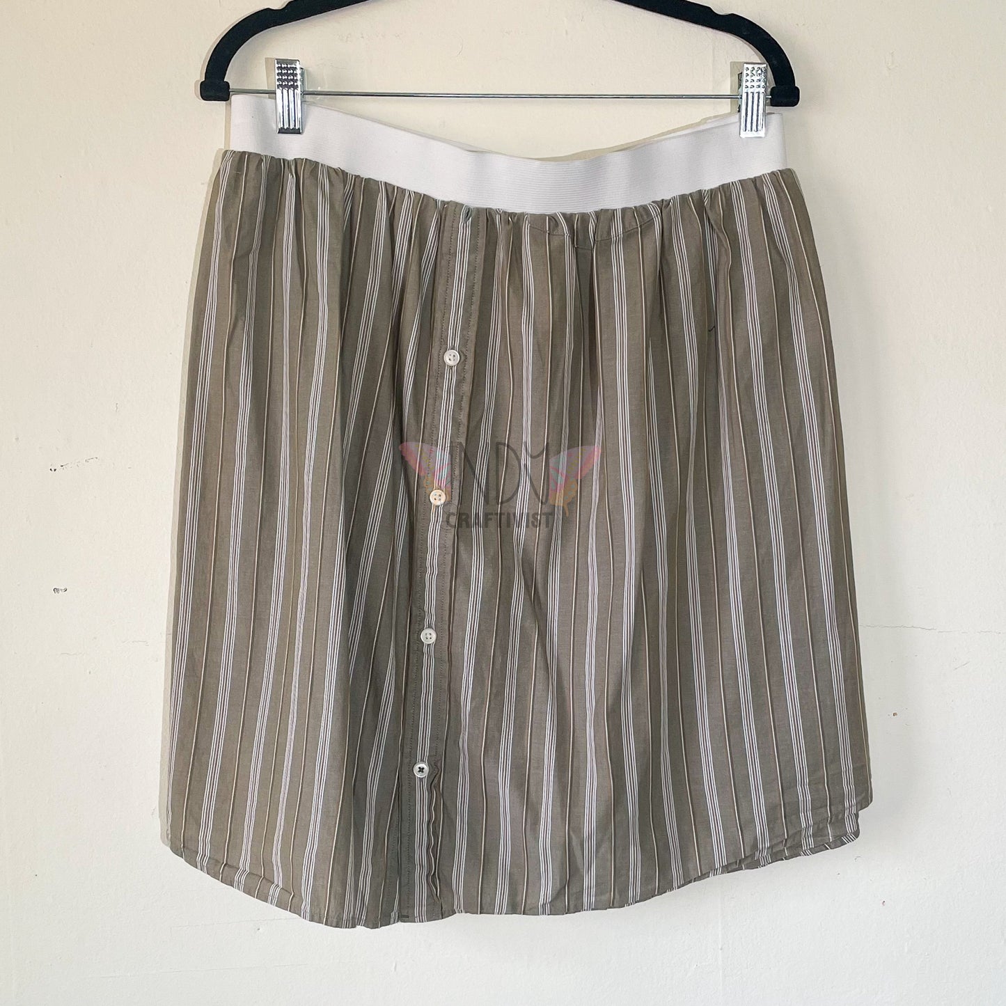 Blue Striped Upcycled Men's Button Down Skirt