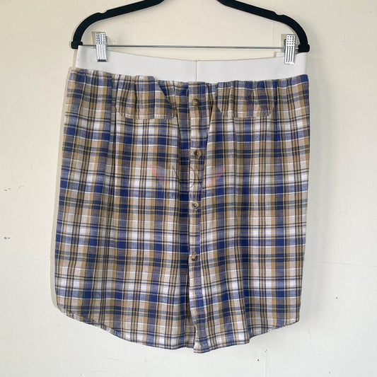 Plaid Upcycled Men's Button Down Skirt