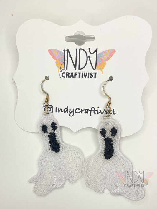 Made-To-Order Embroidered Ghost Earrings