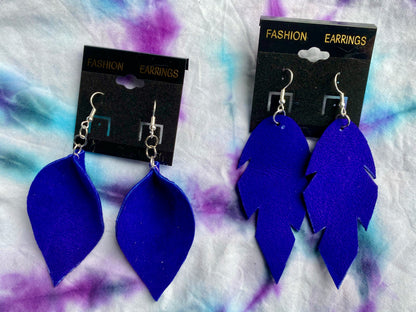 Hand Cut Leather Feather Earrings