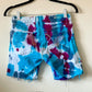 Teal & Raisin Upcycled Tie Dyed Denim Shorts